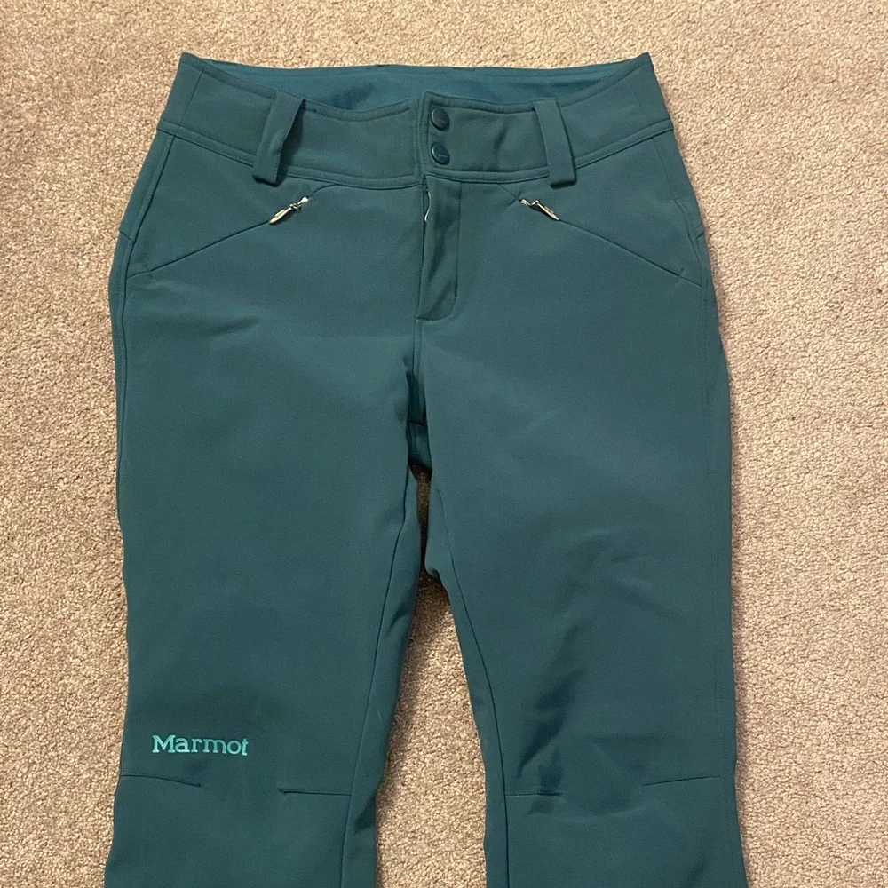 Marmot Teal Green Softshell Women’s Snow Ski Pants - Picture 1 of 11